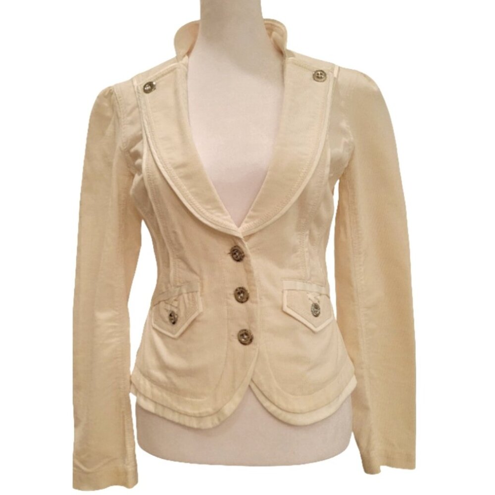 Elegant Tailored Cream Corduroy Jacket – White House Black Market